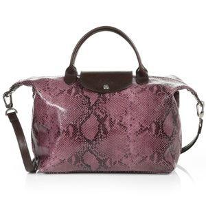 Le Pliage Python-Print Calfskin Bag (Longchamp)